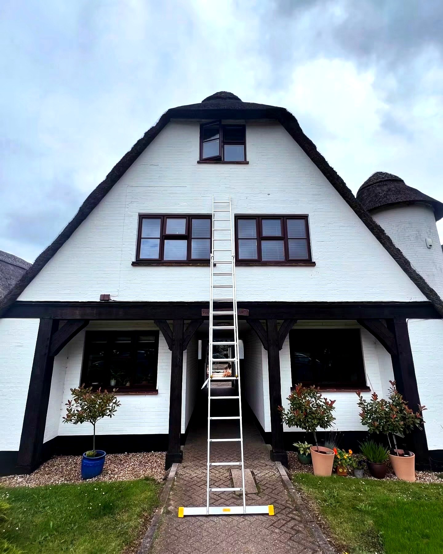 Front elevation of thatched property