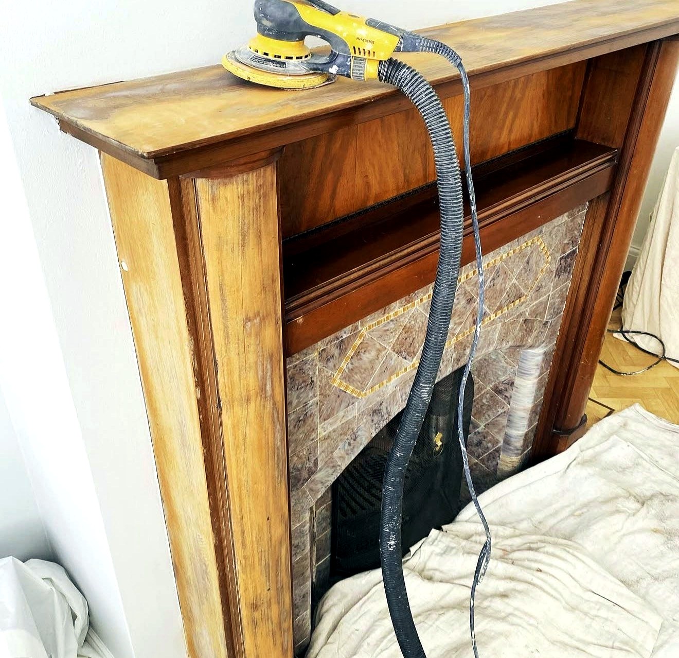 Fireplace during preparation