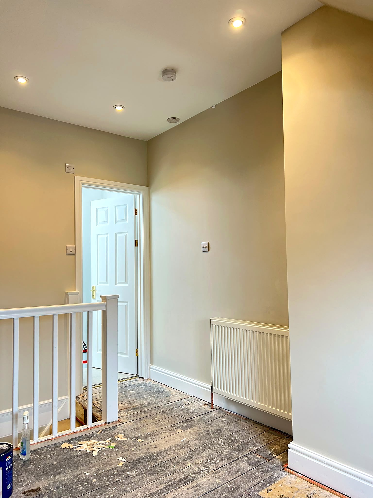Freshly decorated hallway with crisp woodwork