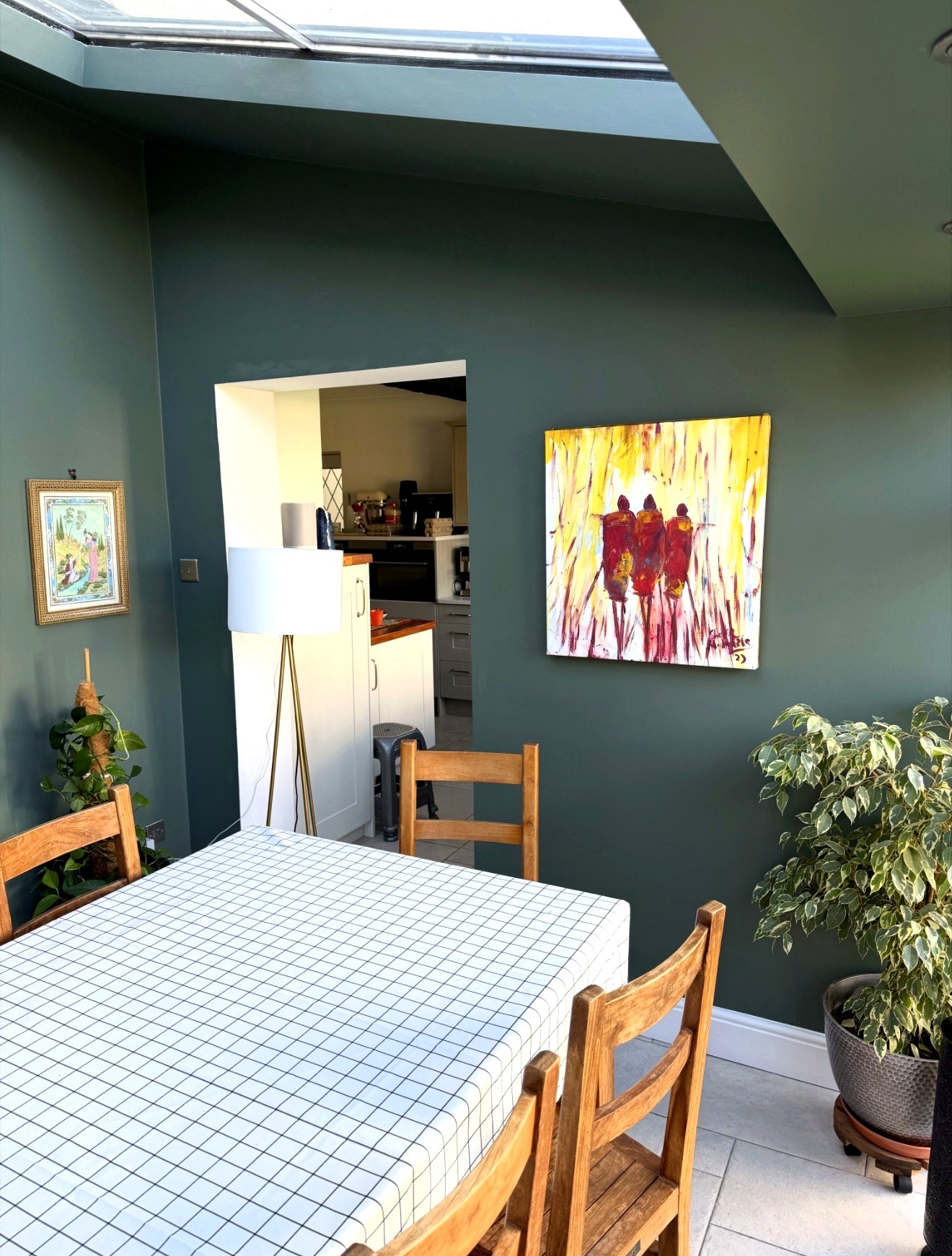 Finished green dining room