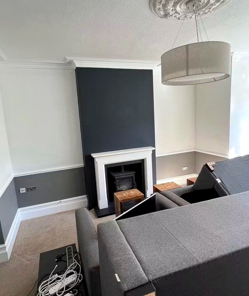 Bright modern living space after decorating