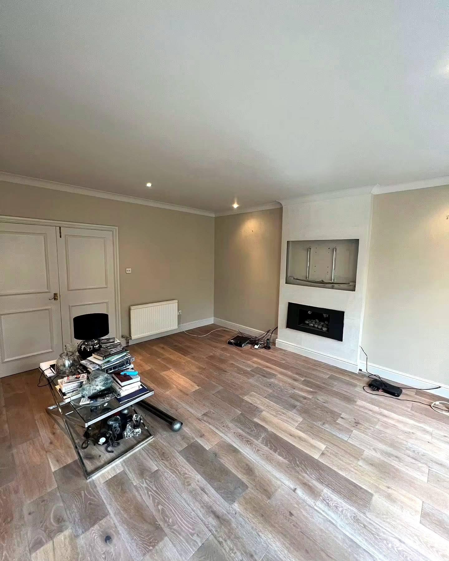Bright modern living space after decorating