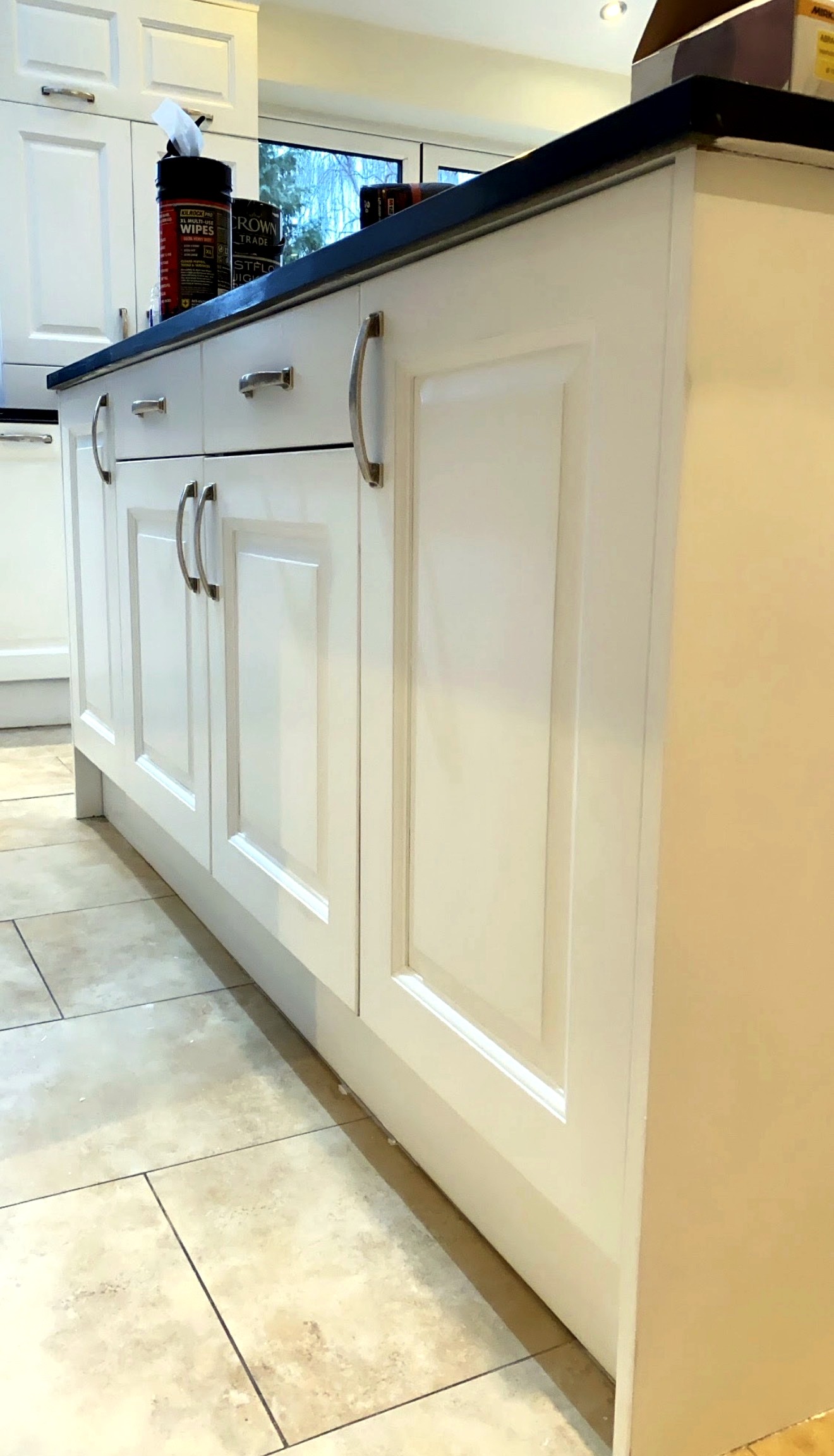 White painted kitchen island