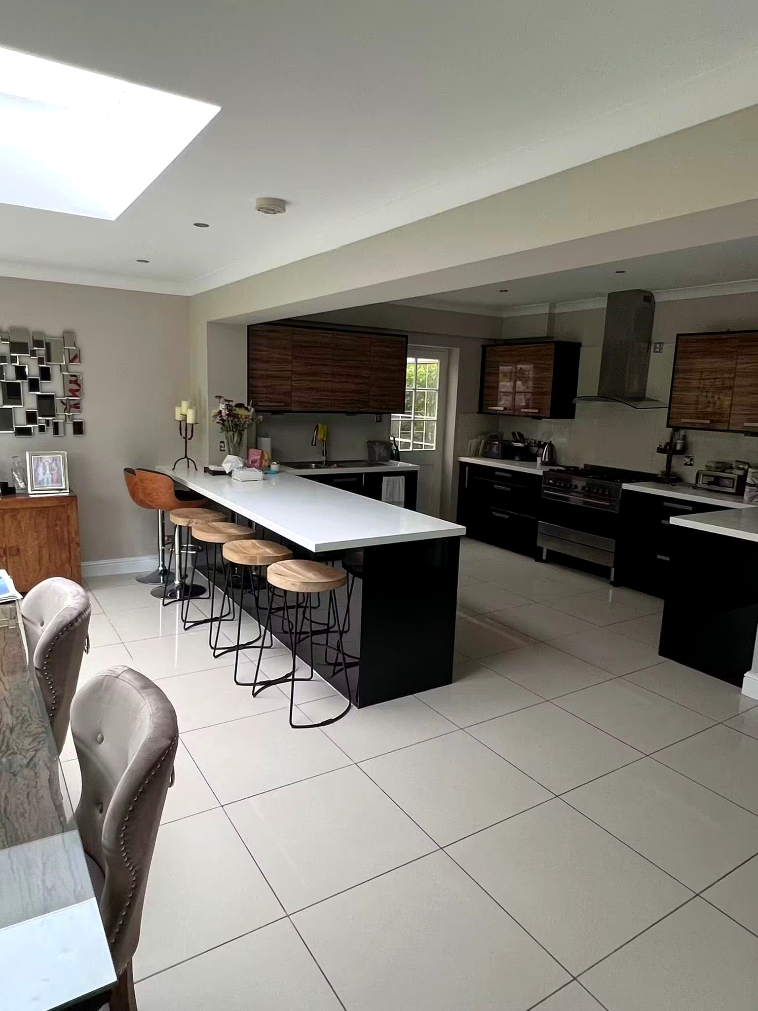 Finished open-plan kitchen