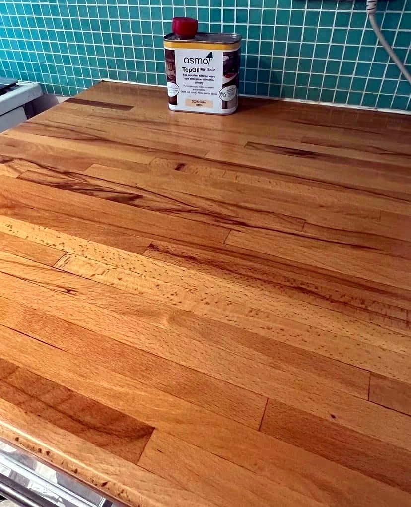 Restored timber worktop